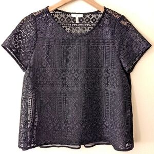 Joie Sevan Crochet Embroidered Top size XS